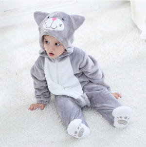 Baby grå katt grå pyjamas kombination