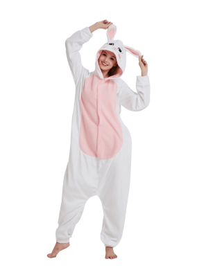 Vit kaninpyjamakombination