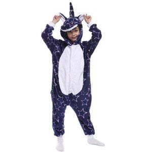 Marinblå enhörning pyjamas kombination
